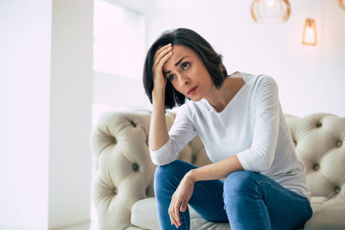 Woman suffering from adrenal fatigue.